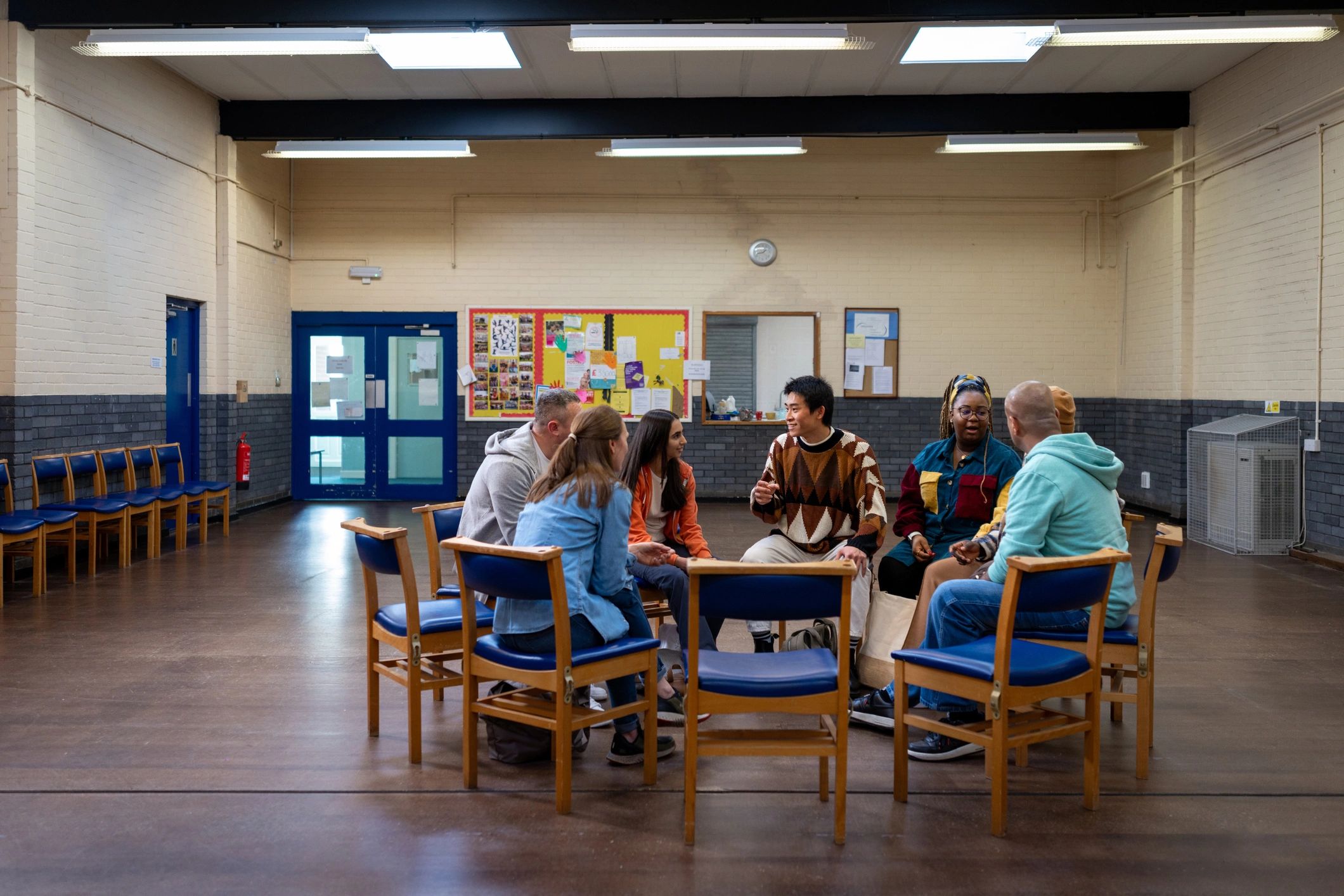 Community members in a group discussion